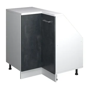 Hoekkeukenkast voor schuine wand zwart beton 75.6×75.6×81.6 r-line Hoekkeukenkast voor schuine wand zwart beton 75.6×75.6×81.6 r-line