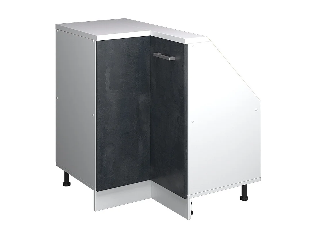 Hoekkeukenkast voor schuine wand zwart beton 75.6x75.6x81.6 r-line