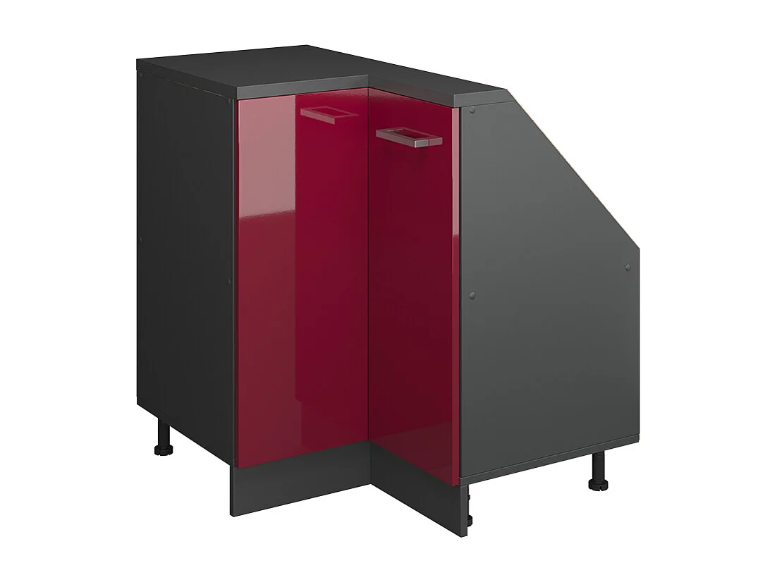 Hoekkeukenkast voor schuine wand rode hoogglans 75.6x75.6x81.6 r-line