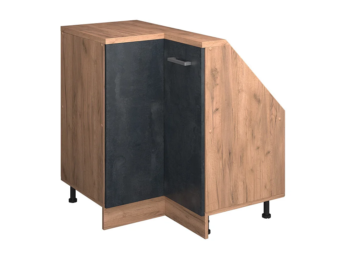 Hoekkeukenkast voor schuine wand zwart beton 75.6x75.6x81.6 r-line