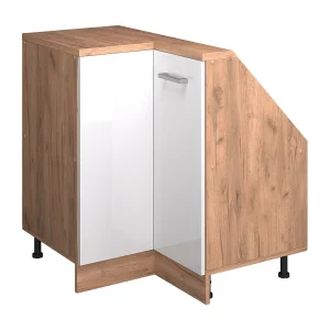 Hoekkeukenkast voor schuine wand wit hoogglans 75.6×75.6×81.6 r-line Hoekkeukenkast voor schuine wand wit hoogglans 75.6×75.6×81.6 r-line