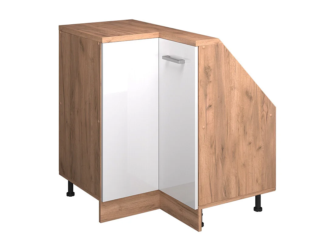 Hoekkeukenkast voor schuine wand wit hoogglans 75.6x75.6x81.6 r-line