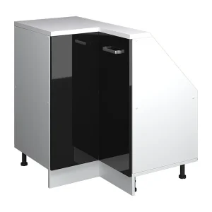 Hoekkeukenkast voor schuine wand zwart hoogglans 75.6×75.6×81.6 r-line Hoekkeukenkast voor schuine wand zwart hoogglans 75.6×75.6×81.6 r-line