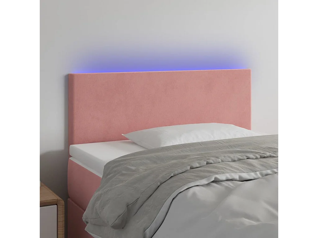 Hoofdbord | Hoofdeinde LED 80x5x78/88 cm fluweel roze