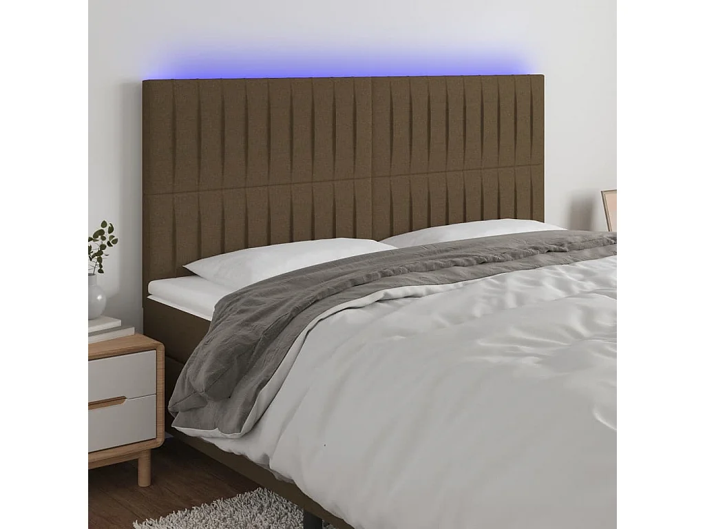 Hoofdbord | Hoofdeinde LED 160x5x118/128 cm stof donkerbruin