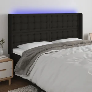 Hoofdbord | Hoofdeinde LED 163x16x118/128 cm stof zwart Hoofdbord | Hoofdeinde LED 163x16x118/128 cm stof zwart