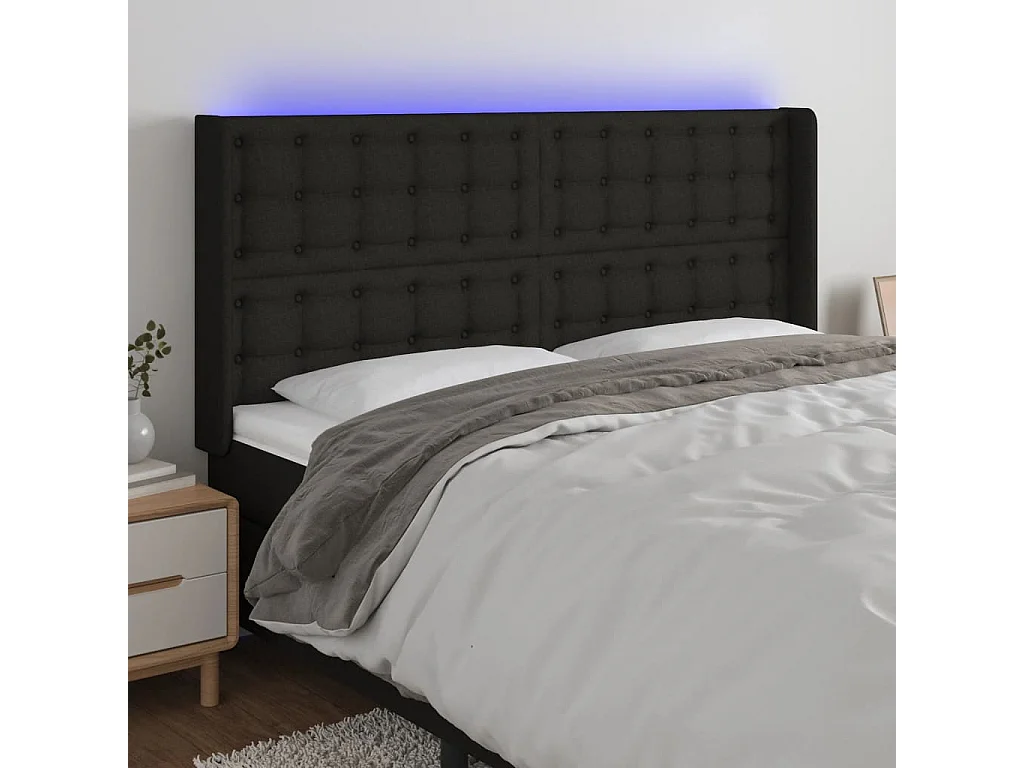 Hoofdbord | Hoofdeinde LED 163x16x118/128 cm stof zwart