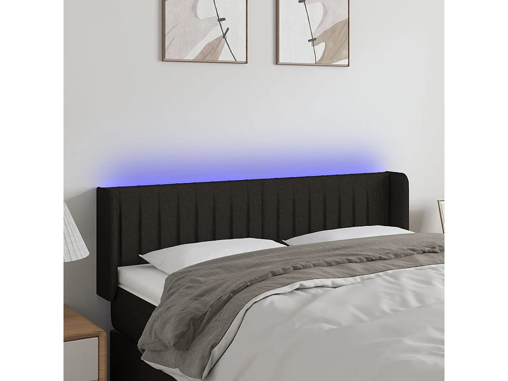 Hoofdbord | Hoofdeinde LED 147x16x78/88 cm stof zwart