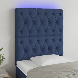 Hoofdbord | Hoofdeinde LED 80x7x118/128 cm stof blauw Hoofdbord | Hoofdeinde LED 80x7x118/128 cm stof blauw