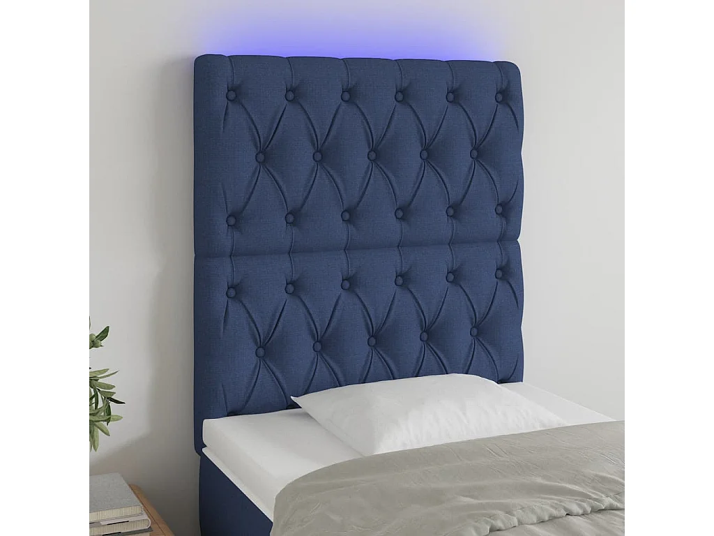 Hoofdbord | Hoofdeinde LED 80x7x118/128 cm stof blauw
