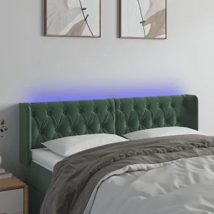 Hoofdbord | Hoofdeinde LED 163x16x78/88 cm fluweel donkergroen Hoofdbord | Hoofdeinde LED 163x16x78/88 cm fluweel donkergroen