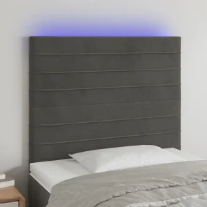 Hoofdbord | Hoofdeinde LED 100x5x118/128 cm fluweel donkergrijs Hoofdbord | Hoofdeinde LED 100x5x118/128 cm fluweel donkergrijs