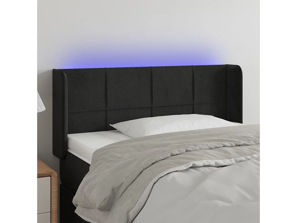 Hoofdbord | Hoofdeinde LED 103x16x78/88 cm fluweel zwart