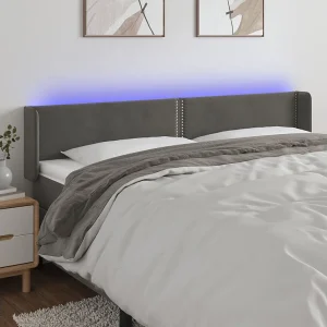 Hoofdbord | Hoofdeinde LED 163x16x78/88 cm fluweel donkergrijs Hoofdbord | Hoofdeinde LED 163x16x78/88 cm fluweel donkergrijs