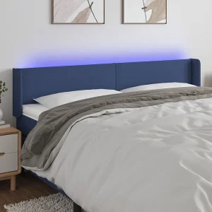 Hoofdbord | Hoofdeinde LED 203x16x78/88 cm stof blauw Hoofdbord | Hoofdeinde LED 203x16x78/88 cm stof blauw