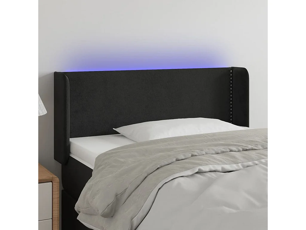 Hoofdbord | Hoofdeinde LED 103x16x78/88 cm fluweel zwart