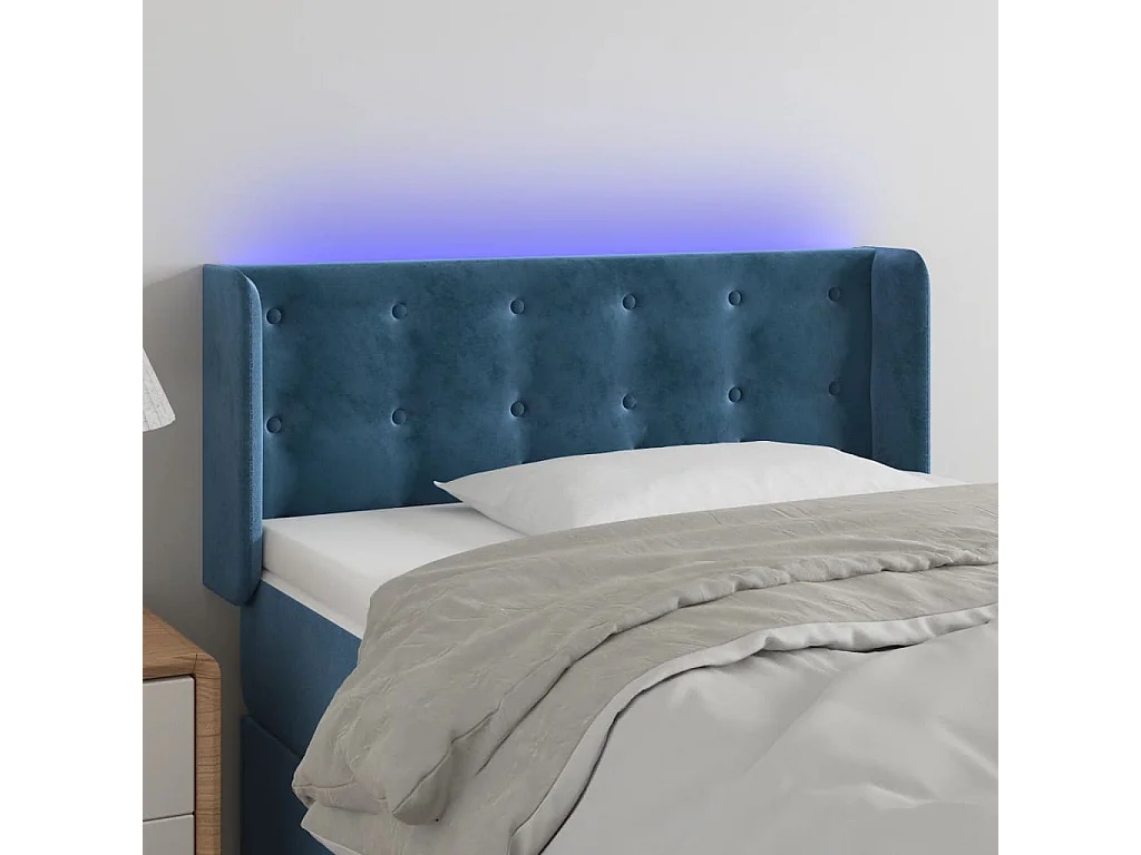 Hoofdbord | Hoofdeinde LED 103x16x78/88 cm fluweel donkerblauw