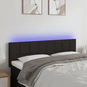 Hoofdbord | Hoofdeinde LED 144x5x78/88 cm stof zwart