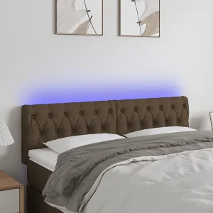 Hoofdbord | Hoofdeinde LED 144x7x78/88 cm stof donkerbruin