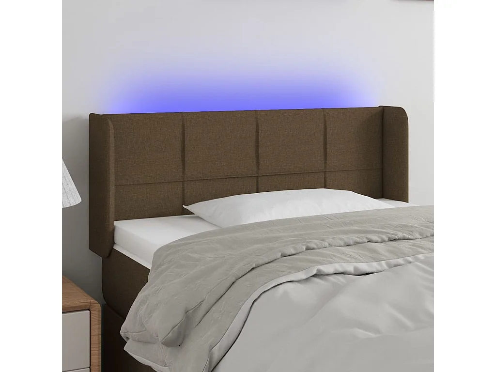 Hoofdbord | Hoofdeinde LED 83x16x78/88 cm stof donkerbruin