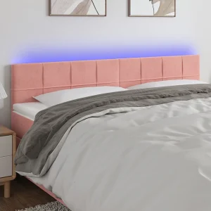 Hoofdbord | Hoofdeinde LED 200x5x78/88 cm fluweel roze Hoofdbord | Hoofdeinde LED 200x5x78/88 cm fluweel roze