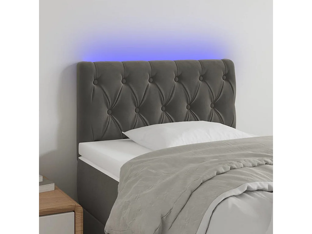 Hoofdbord | Hoofdeinde LED 80x7x78/88 cm fluweel donkergrijs