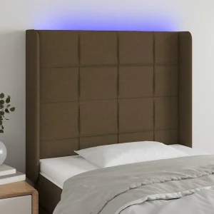 Hoofdbord | Hoofdeinde LED 103x16x118/128 cm stof donkerbruin Hoofdbord | Hoofdeinde LED 103x16x118/128 cm stof donkerbruin