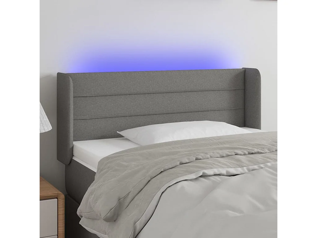 Hoofdbord | Hoofdeinde LED 103x16x78/88 cm stof donkergrijs
