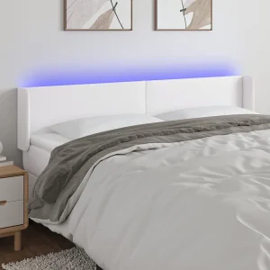 Hoofdbord | Hoofdeinde LED 163x16x78/88 cm kunstleer wit Hoofdbord | Hoofdeinde LED 163x16x78/88 cm kunstleer wit