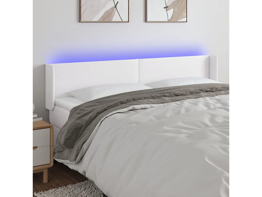 Hoofdbord | Hoofdeinde LED 163x16x78/88 cm kunstleer wit