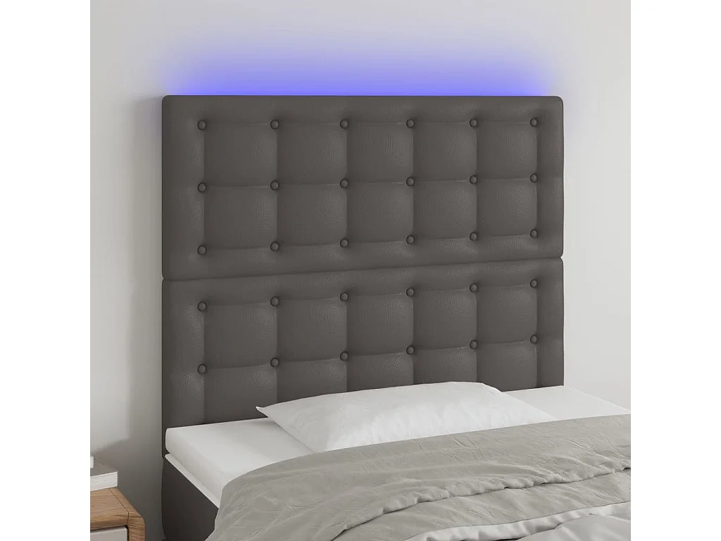 Hoofdbord | Hoofdeinde LED 90x5x118/128 cm kunstleer grijs