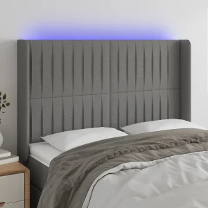 Hoofdbord | Hoofdeinde LED 147x16x118/128 cm stof donkergrijs