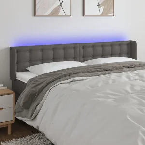 Hoofdbord | Hoofdeinde LED 163x16x78/88 cm kunstleer grijs Hoofdbord | Hoofdeinde LED 163x16x78/88 cm kunstleer grijs
