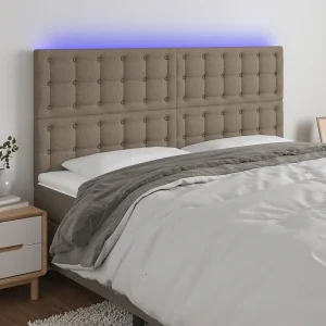 Hoofdbord | Hoofdeinde LED 180x5x118/128 cm stof taupe Hoofdbord | Hoofdeinde LED 180x5x118/128 cm stof taupe