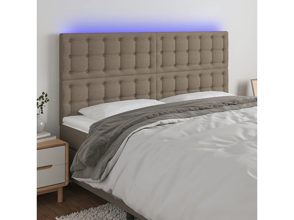 Hoofdbord | Hoofdeinde LED 180x5x118/128 cm stof taupe