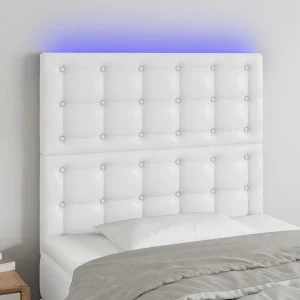 Hoofdbord | Hoofdeinde LED 90x5x118/128 cm kunstleer wit