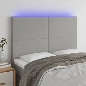 Hoofdbord | Hoofdeinde LED 144x5x118/128 cm stof lichtgrijs Hoofdbord | Hoofdeinde LED 144x5x118/128 cm stof lichtgrijs