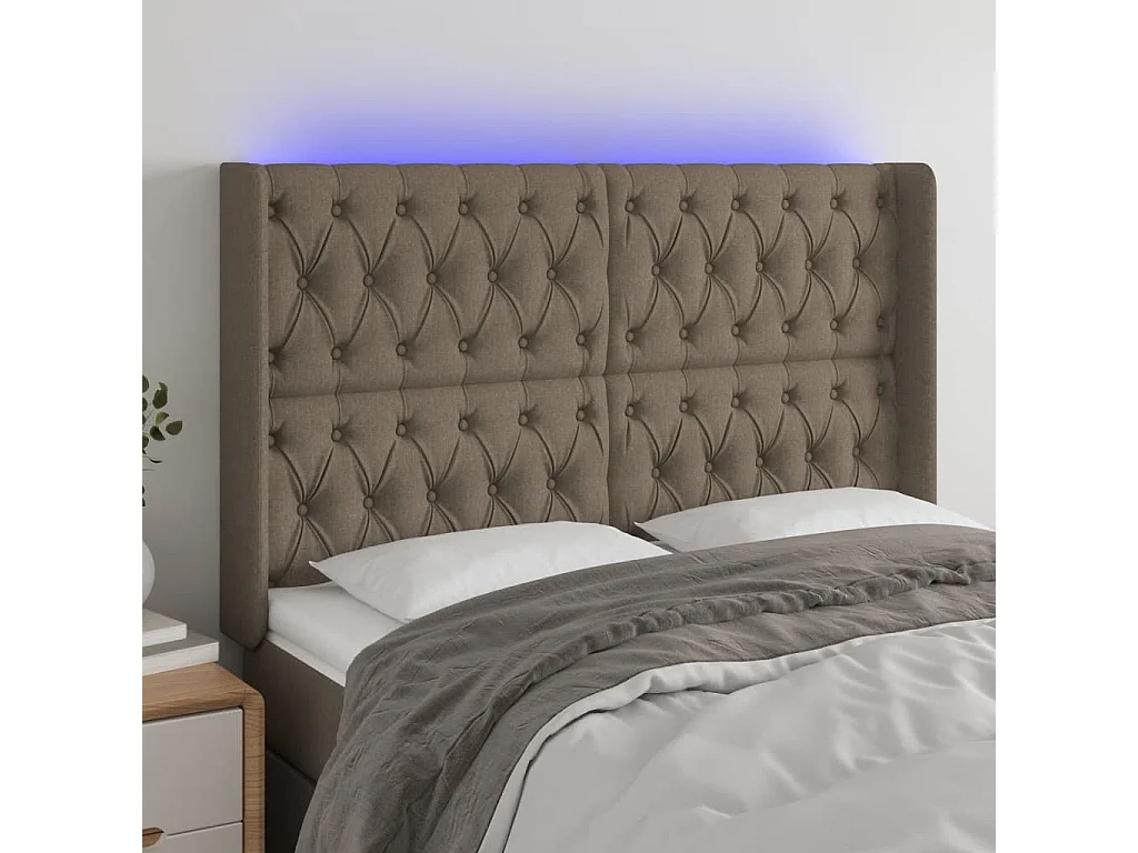 Hoofdbord | Hoofdeinde LED 163x16x118/128 cm stof taupe