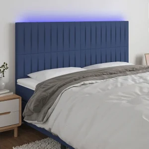 Hoofdbord | Hoofdeinde LED 180x5x118/128 cm stof blauw Hoofdbord | Hoofdeinde LED 180x5x118/128 cm stof blauw