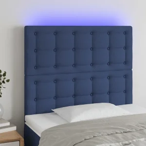 Hoofdbord | Hoofdeinde LED 100x5x118/128 cm stof blauw Hoofdbord | Hoofdeinde LED 100x5x118/128 cm stof blauw