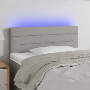 Hoofdbord | Hoofdeinde LED 90x5x78/88 cm stof lichtgrijs