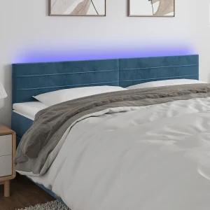 Hoofdbord | Hoofdeinde LED 180x5x78/88 cm fluweel donkerblauw Hoofdbord | Hoofdeinde LED 180x5x78/88 cm fluweel donkerblauw