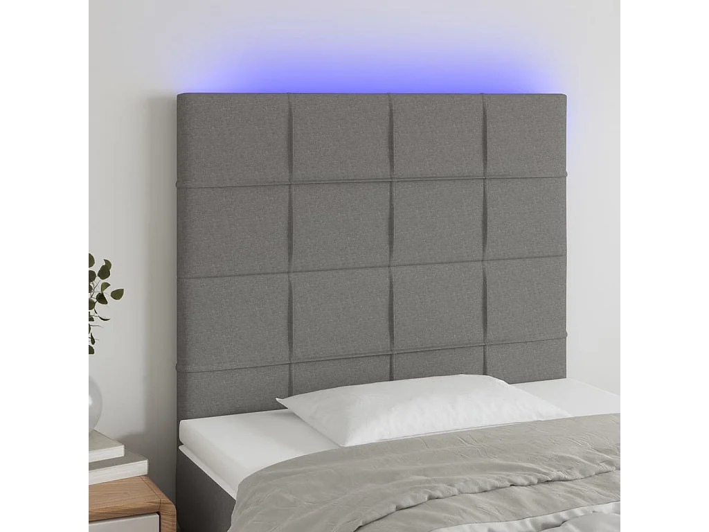 Hoofdbord | Hoofdeinde LED 90x5x118/128 cm stof donkergrijs