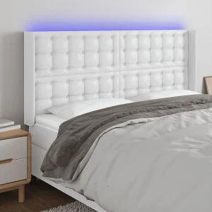Hoofdbord | Hoofdeinde LED 147x16x118/128 cm kunstleer wit