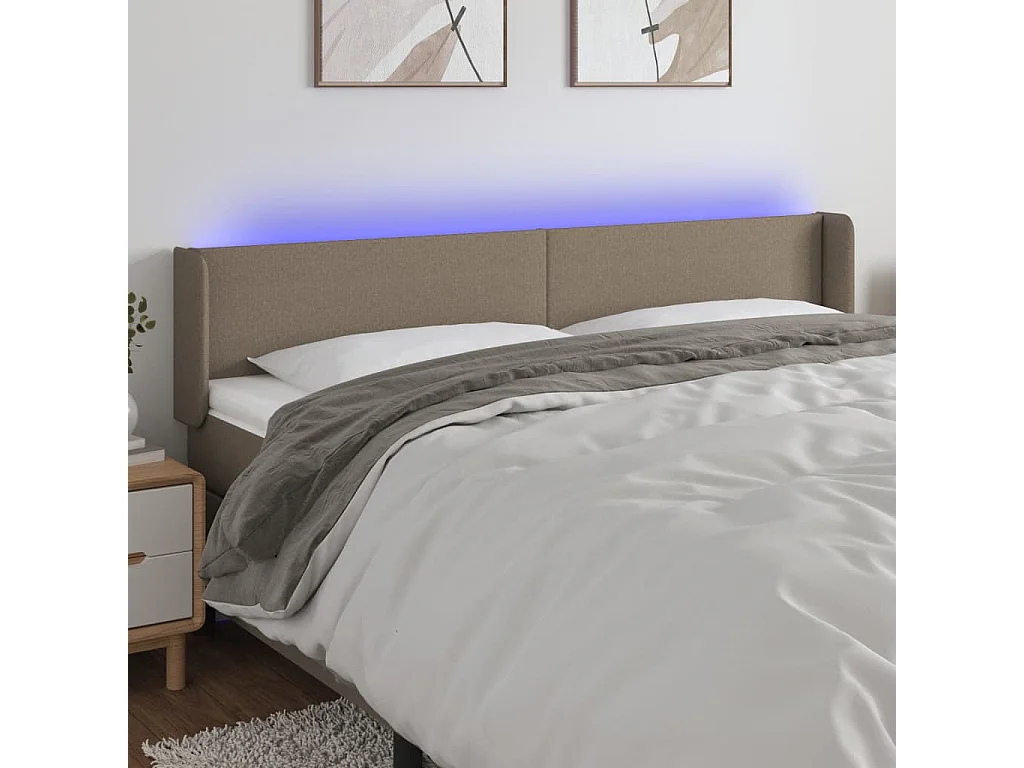 Hoofdbord | Hoofdeinde LED 203x16x78/88 cm stof taupe