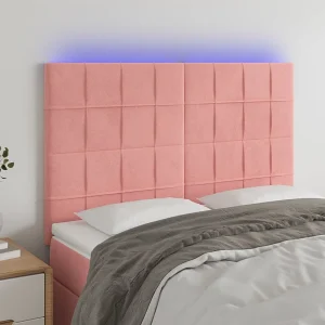 Hoofdbord | Hoofdeinde LED 144x5x118/128 cm fluweel zwart Hoofdbord | Hoofdeinde LED 144x5x118/128 cm fluweel zwart
