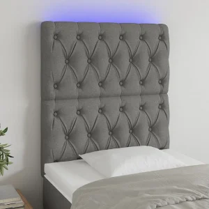 Hoofdbord | Hoofdeinde LED 80x7x118/128 cm stof donkergrijs Hoofdbord | Hoofdeinde LED 80x7x118/128 cm stof donkergrijs