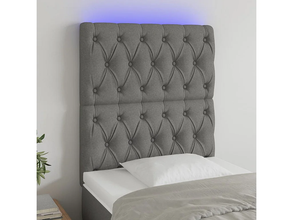 Hoofdbord | Hoofdeinde LED 80x7x118/128 cm stof donkergrijs