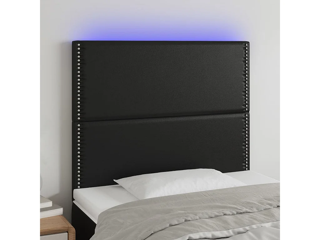 Hoofdbord | Hoofdeinde LED 90x5x118/128 cm kunstleer zwart