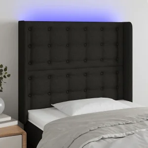 Hoofdbord | Hoofdeinde LED 103x16x118/128 cm stof zwart Hoofdbord | Hoofdeinde LED 103x16x118/128 cm stof zwart